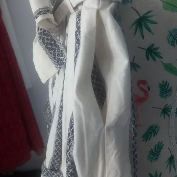 Acler RRP$295 'kingsway' Belted Diamond Grid Stripe Shorts white, grey/blue (6) - Picture 6 of 11